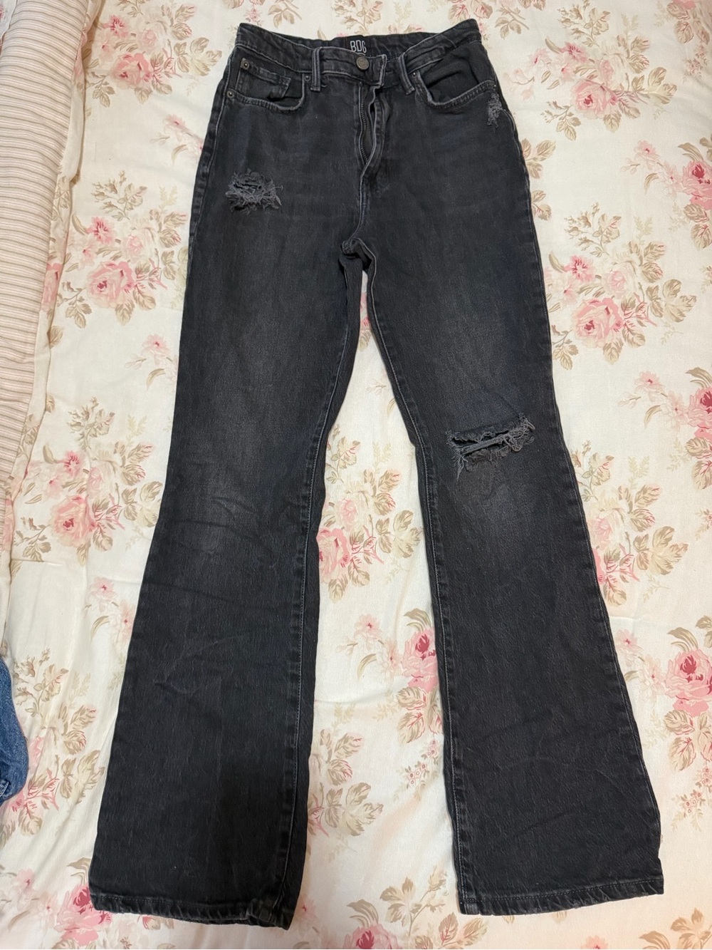 BDG Black Distressed High-Rise Wide Leg Jeans
